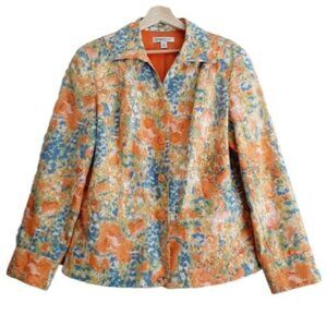 COLDWATER CREEK Button Down Blazer Jacket Watercolour Floral Sz 16